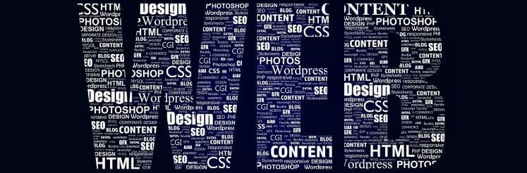 a "web" logo made with the different components of the web environment