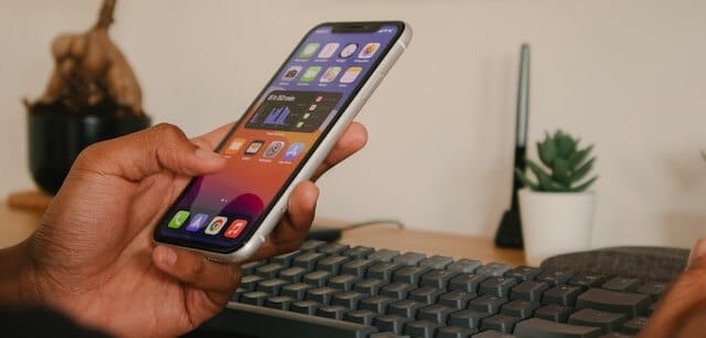 Hand holding a cellphone