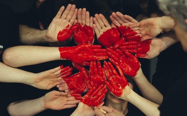 Hands Together painted to form a heart