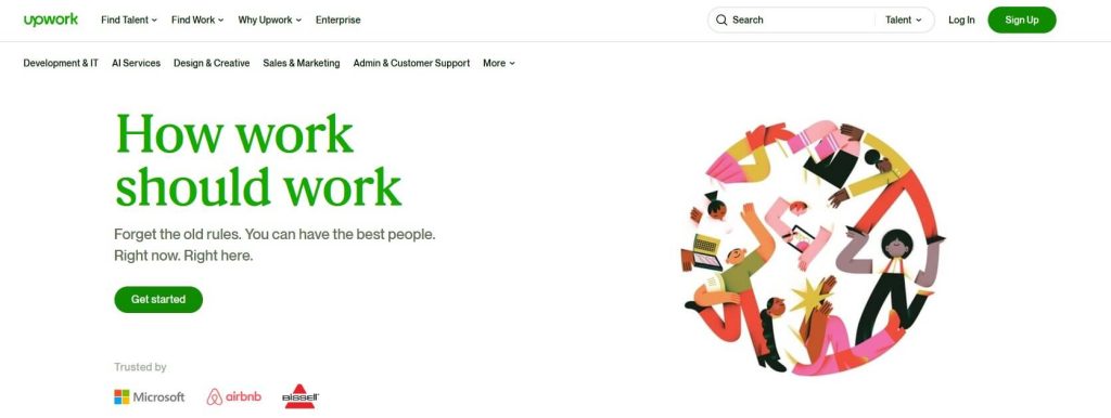 Homepage of Upwork.com