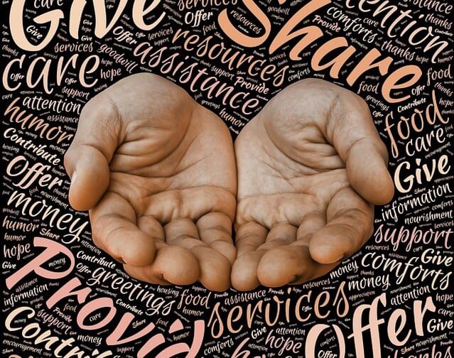 A graphic representation of helping hands