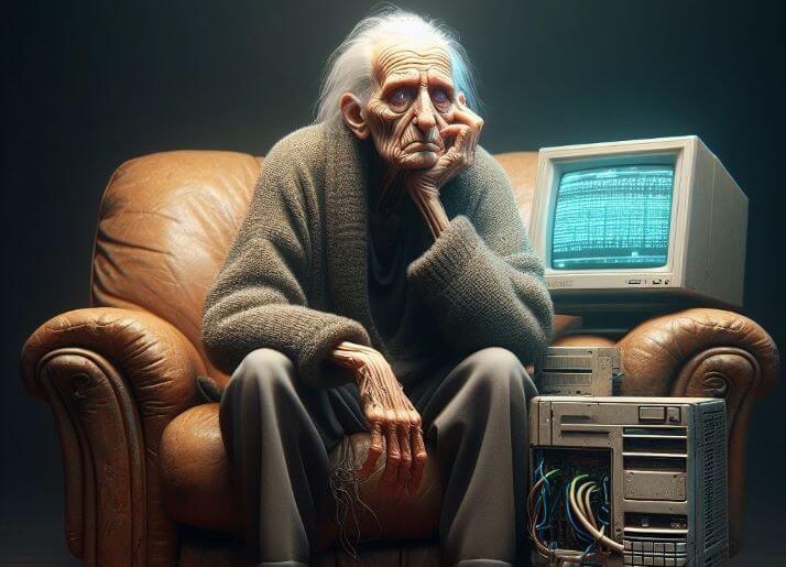 old hacker on a couch