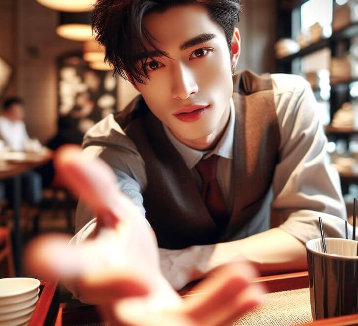 portrait of a guy reachin at you with his hand